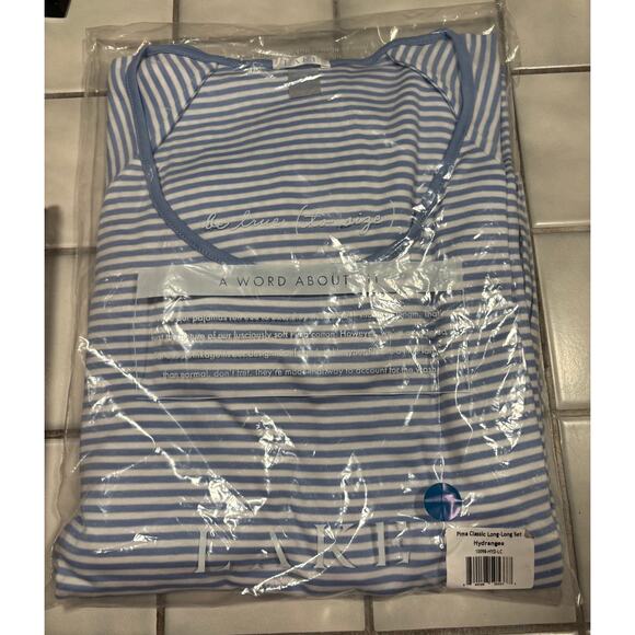 Lake Pajamas PJs Pima Classic Long Long Set Hydrangea NEW NWT L $128 - Picture 5 of 6